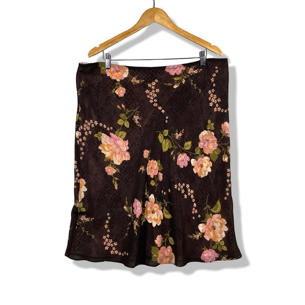 Axcess Mini Skirt Womens 14 Brown Floral Snakeskin Y2K Cottagecore Whimsigoth